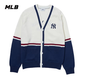 MLB男女同款学院风撞色毛衣开衫3AKCV0144