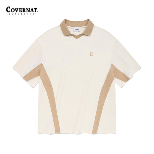 covernat韩国潮牌拱形状翻领短袖时尚宽松舒适男女同款T恤夏CO2402ST22 商品图3