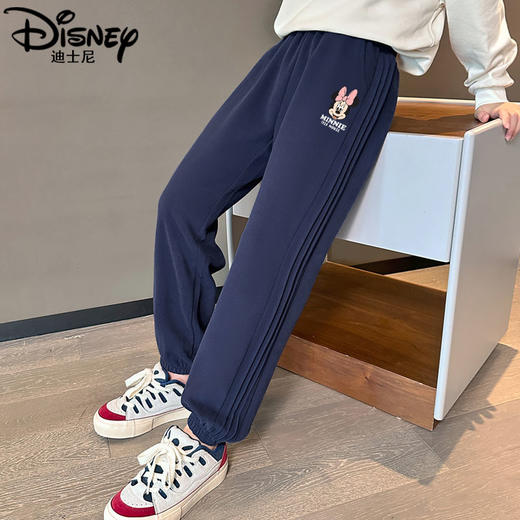 迪士尼女童裤子春秋2023新款秋季女大童运动裤儿童卫裤秋装休闲裤 商品图2
