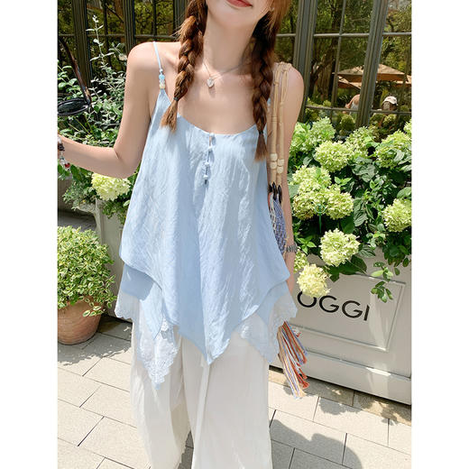 <曾小咸推荐>韩系浅色系不规则设计吊带背心 商品图1