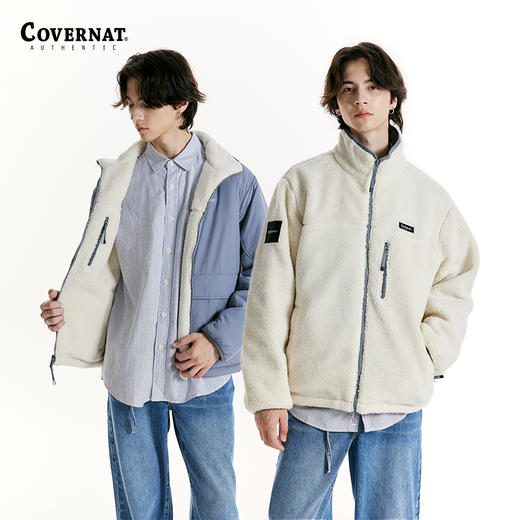 Covernat摇粒绒双面穿外套无领夹克潮牌街头休闲风外套24秋冬新品CO2203JK03 商品图1