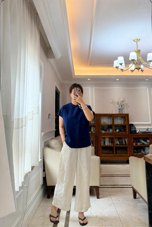 624-5 新中式 赛里木湖 龟裂香云纱 盘扣短袖小衫 H5287 我穿L宽松舒适 商品图7