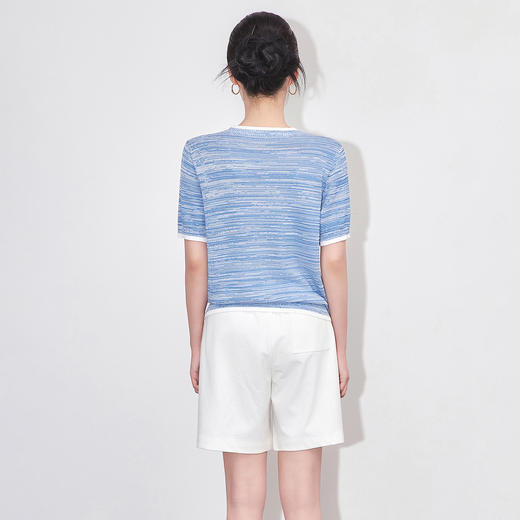 洛诗琳时尚透气针织T恤2025夏季16针超细兰精天丝短袖上衣wl04410 商品图2