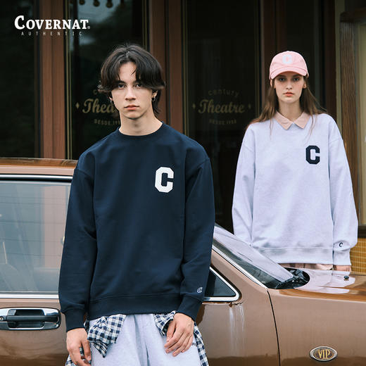 【限时秒杀】Covernat韩国潮牌卫衣男女情侣款C标圆领套头宽松休闲上衣春秋新CO0000CR01 商品图3