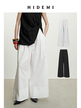 HIDEMI 度假系列高腰立体剪裁压褶花苞式阔腿裙裤阔腿裤