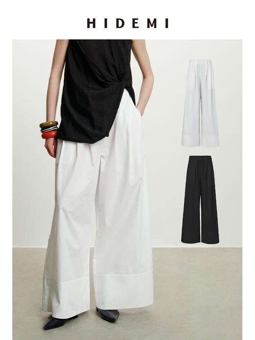 HIDEMI 度假系列高腰立体剪裁压褶花苞式阔腿裙裤阔腿裤 商品图0