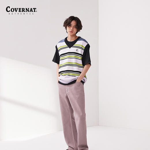 Covernat2024春季新款叠穿针织背心条纹内搭减龄情侣款CO2401KT08 商品图1