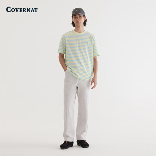 COVERNAT韩国潮牌条纹休闲短袖绿青春活力男女同款2025夏季新CO2502ST35 商品图2