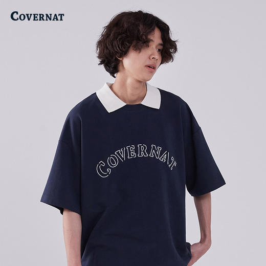 covernat韩国潮牌宽松舒适短袖潮流时尚翻领制服T恤2025CO2402ST13 商品图2