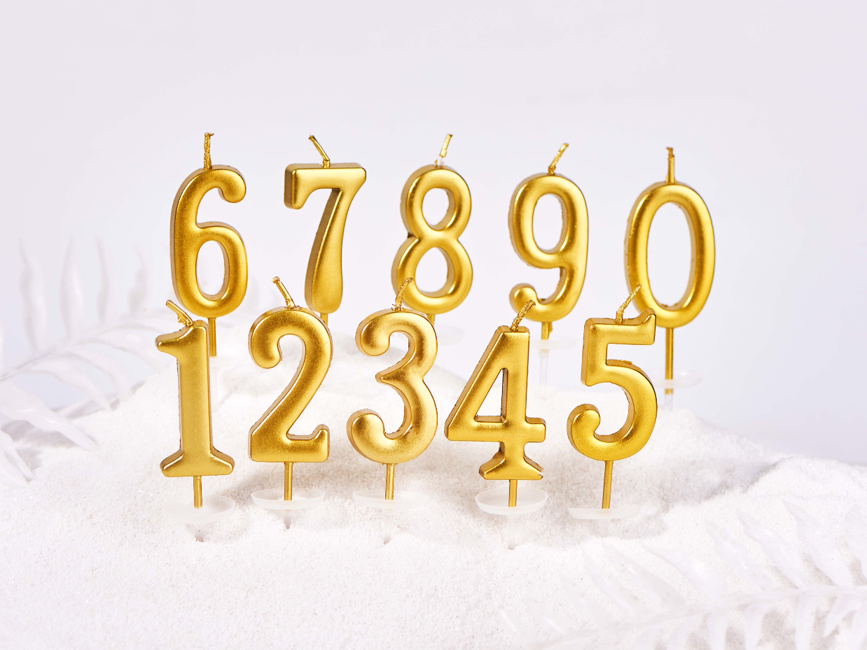 金色数字蜡烛0~9【单买不配送】