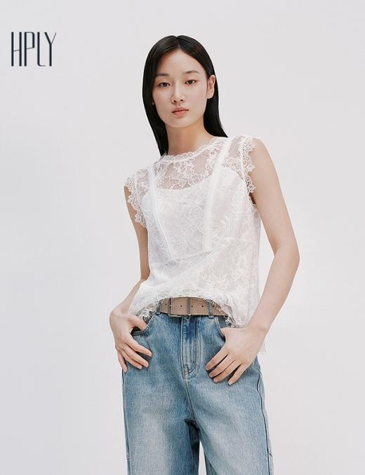 【大都会】多元蕾丝HPLY荷比俪2025夏新款女蕾丝通勤度假修身无袖上衣 商品图0
