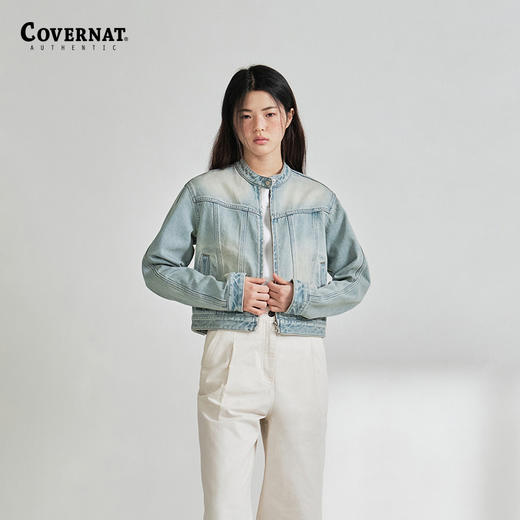 covernat2024春新款女休闲运动单宁短款立领牛仔外套CO2401JK73 商品图0