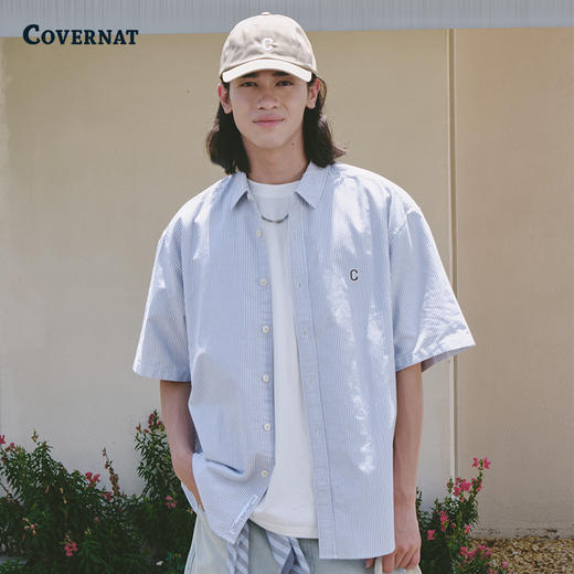 Covernat夏季新品C标志牛津条纹半袖衬衫时尚休闲潮流短袖衬衫CO2302SS02 商品图0