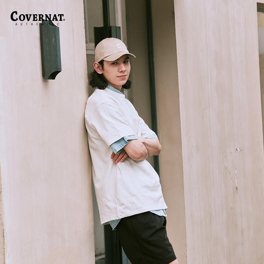 covernat韩国潮牌情侣款中性款竹节棉标志口袋T恤短袖男女CO2302ST27 商品图0