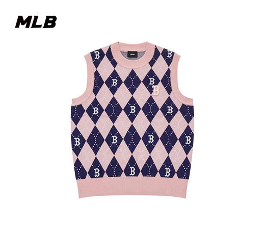 MLB男女同款棋盘格满印老花针织套衫马甲背心3FKPM0334 商品图4