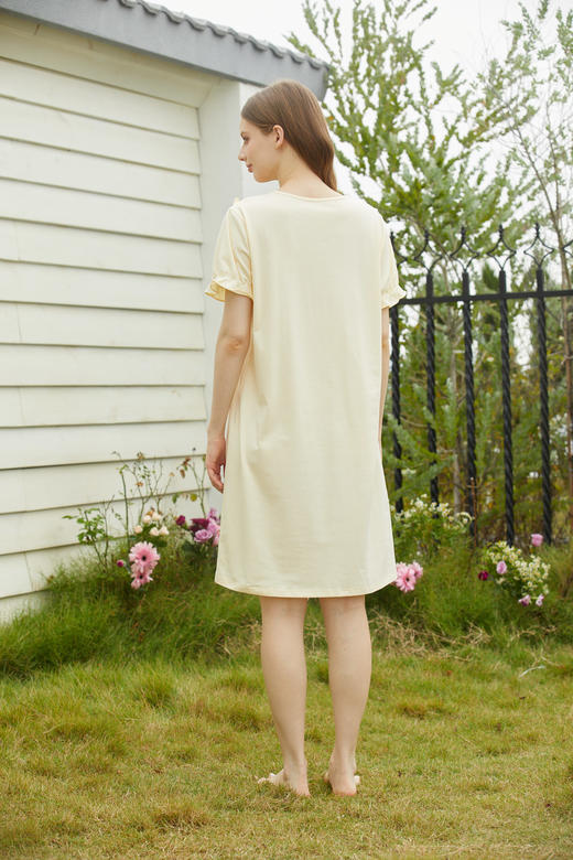 【39元限时秒杀】【秀黛】女圆领花边针织短袖裙女士夏季睡裙L2551080T 【门店同款】【如遇缺货自动退款，介意勿拍】 商品图7