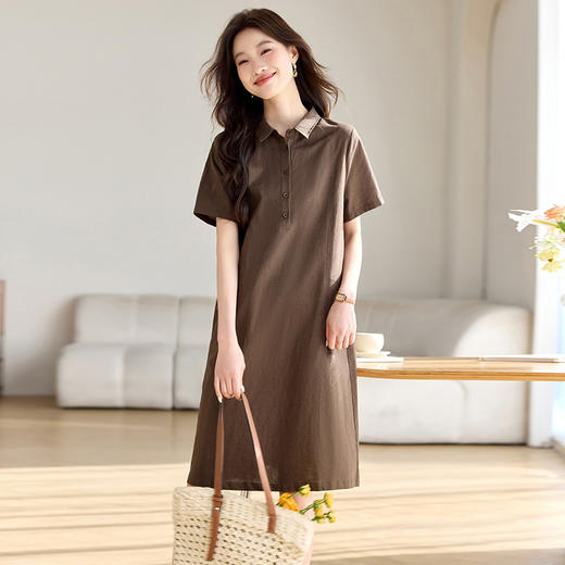 丁摩 大码宽松棉麻连衣裙女夏季新款遮肚时尚显瘦长裙子5ZF-2550 商品图3