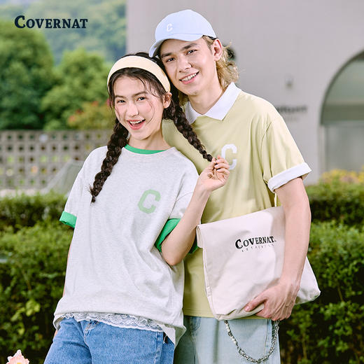 【周末秒杀】COVERNAT韩国潮流T恤刺绣C标简约时尚男女情侣同款短袖2025夏季新CO2502ST33 商品图3