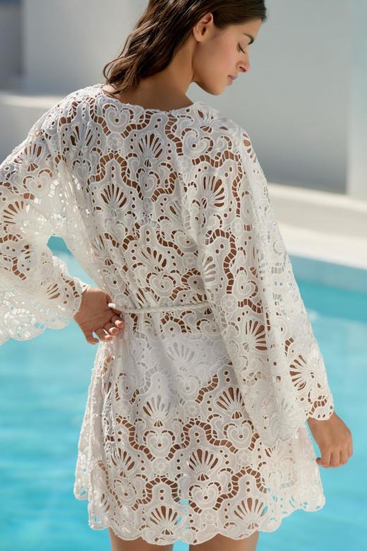 Farm Rio - Seashell Eyelet Mini Dress - White - 女装 - 连身裙 - 白色 商品图1