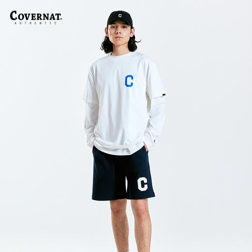 covernat韩国潮牌短袖T恤男女情侣款经典C字母标潮流休闲宽松上衣CO2302ST12NA 商品图3