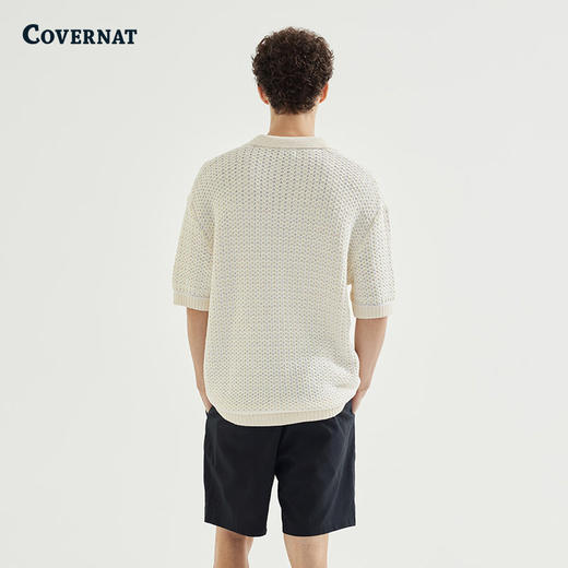 Covernat韩国潮牌时尚中款针织衫舒适透气翻领短袖2025夏季新品CO2402KT03 商品图2
