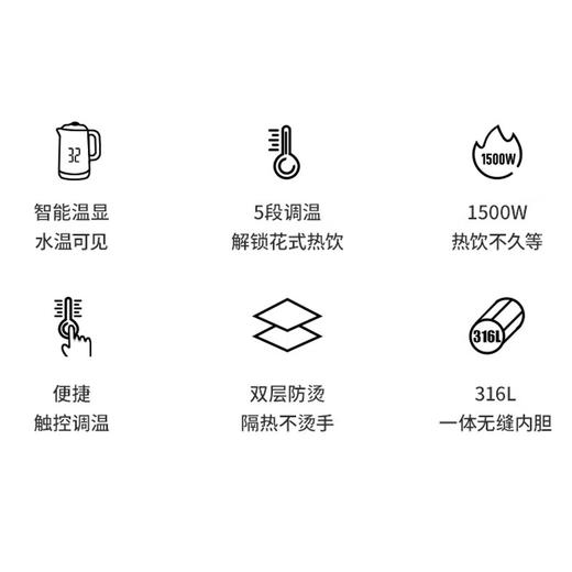 苏泊尔（SUPOR）ZMD安心系列 1.7L大容量 316L不锈钢机身 5段调温 双层无缝内胆电水壶SW-17S59A 商品图1