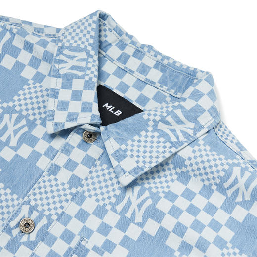 MLB男女同款棋盘格满印牛仔衬衫3ADRMN623 商品图3