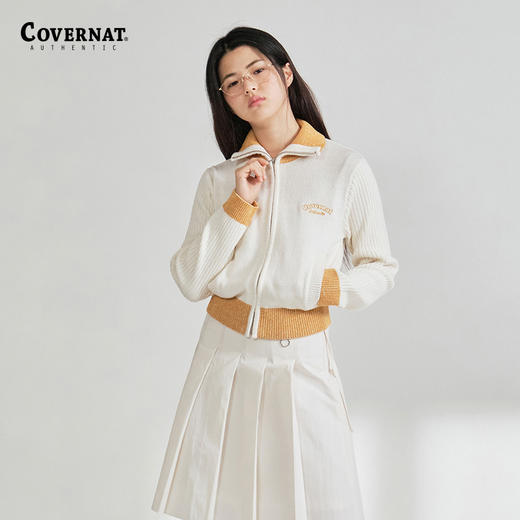 covernat韩国潮牌春季新品女士高领长袖休闲拉链针织衫2024春夏新CO2401KT78 商品图0