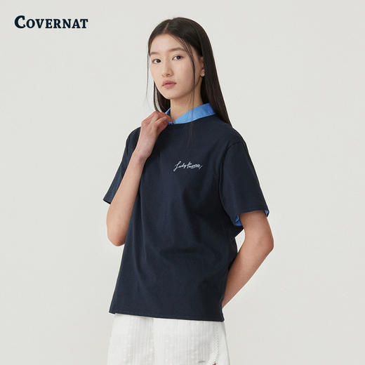 COVERNAT韩国潮牌基础款短袖女式半宽松版CAKE  T恤2025夏季新CO2502ST92 商品图3