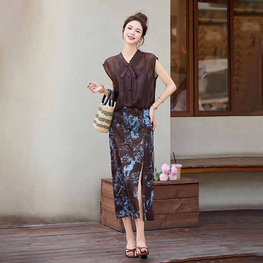 法式镂空，蕾丝上衣吊带裙两件套HR-X1017 商品图2