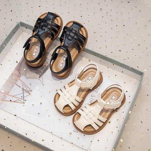 【新款女童罗马凉鞋，时尚包头设计】女童鞋子儿童罗马公主凉鞋 2025夏季时尚新款 小女孩中大童包头凉鞋-QQ 商品图2