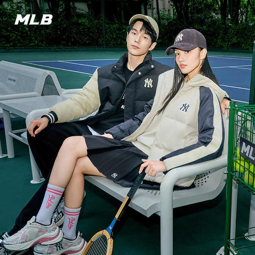 MLB男女同款学院风字母标拼接色羽绒服3ADJV0246 商品图0