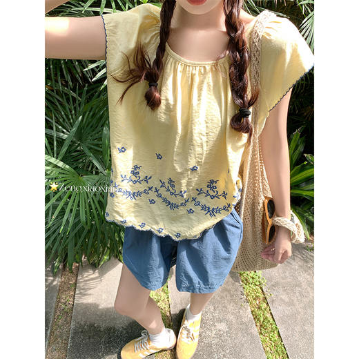 <曾小咸推荐>夏季新款韩版个性刺绣设计衬衫 商品图1