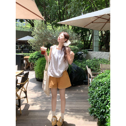 <曾小咸推荐>4.2现货秒杀 ！微信超特价！韩系条纹系带背心 日常129.99 立减60 秒杀69.99！ 商品图3