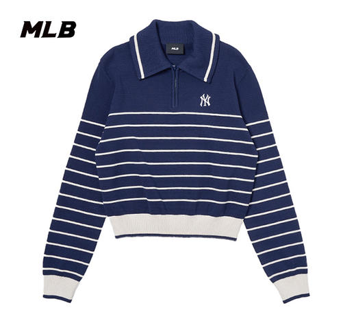 MLB女款条纹款立领学院风短款卫衣3FKPV0244【无货退款】 商品图4