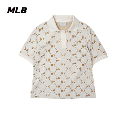 MLB女款25春夏新款满印老花立领短款POLO衫3FPQM0253 商品图2