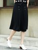 TYNVIE 黑色双排扣褶裥及膝半身裙 商品缩略图0