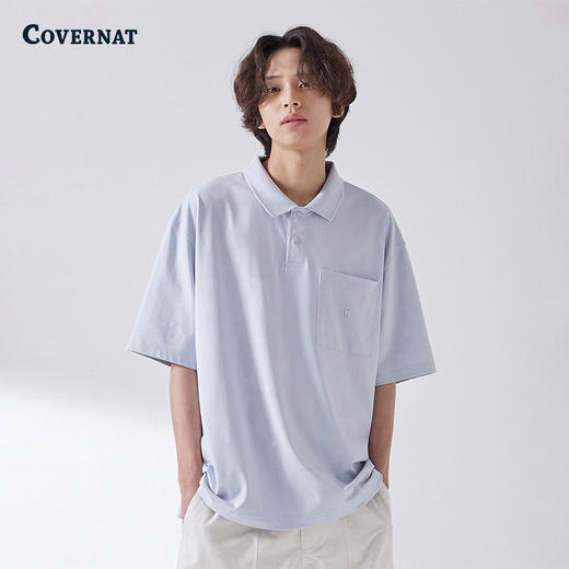 covernat韩国潮牌男式短袖polo衫透气针织潮流T恤2025年春CO2402ST08 商品图3