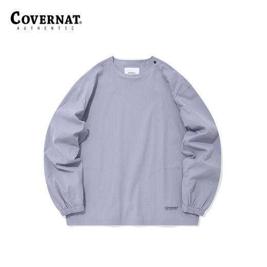 Covernat韩国潮牌圆领套头卫衣无性别春字母刺绣纯色宽松上衣CO2201CR40 商品图1