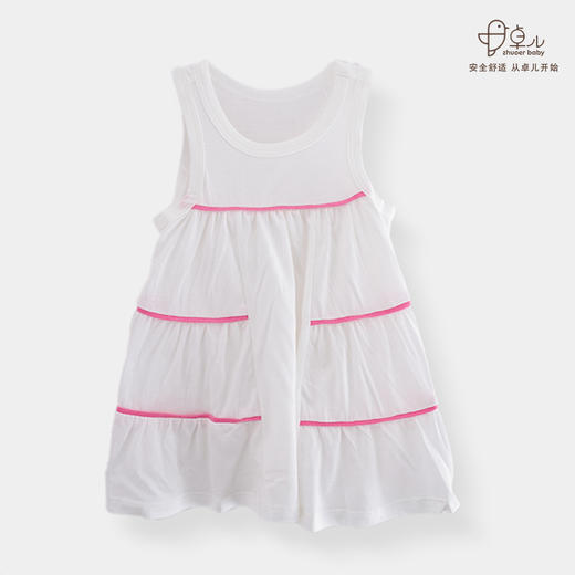 【无袖连衣裙】卓儿夏季女童裙子纯棉简约薄款花边短袖中长款连衣裙 商品图5