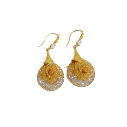 丁摩 法式时尚百搭气质玫瑰花耳环女轻奢高级耳坠耳饰5ZF-6231 商品图4