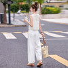 时尚套装2025夏季新款亚麻洋气蕾丝拼接马甲高腰阔腿裤两件套潮YDYX9360 商品缩略图3