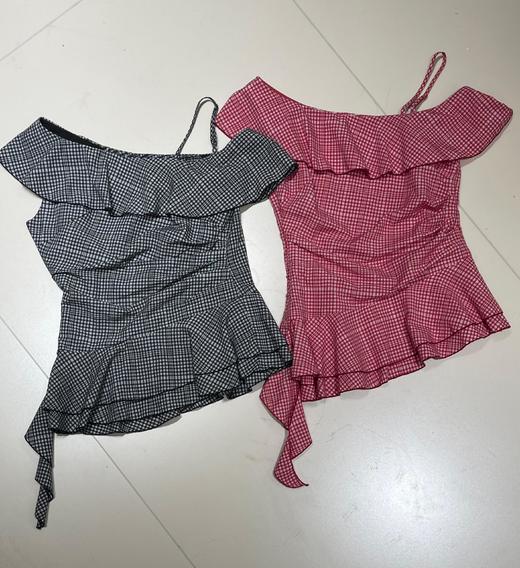 【门店同款】ENJOY夏季“夏日番情”斜肩格纹上衣 163093070 商品图1