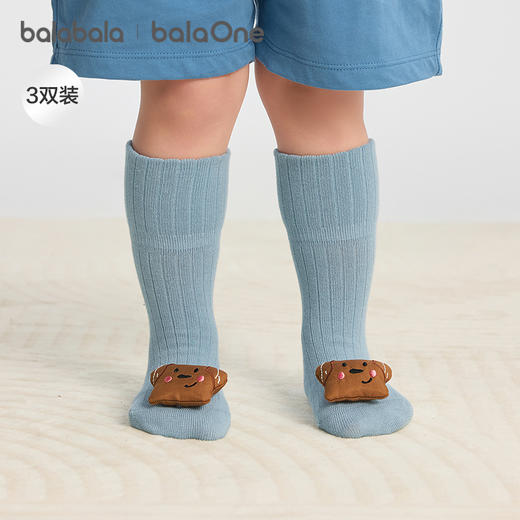 巴拉巴拉balaOne宝宝袜子秋季新品婴幼儿地板袜防滑底胶棉三双装 商品图1
