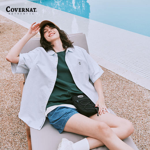 Covernat夏季新品C标志牛津条纹半袖衬衫时尚休闲短袖衬衫CO2302SS02 商品图3