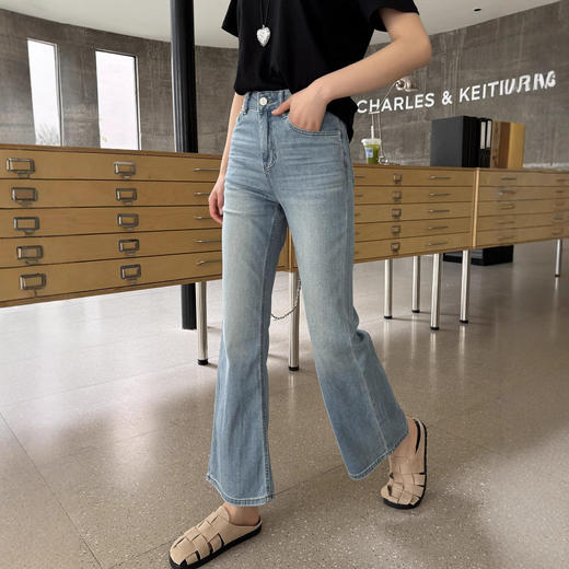 不爱都难！莱赛尔微喇牛仔裤女夏薄款2025新款高腰显瘦喇叭阔腿裤！ 商品图3