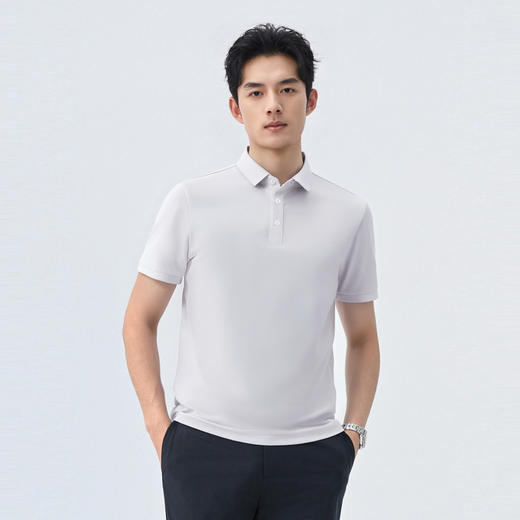 【含桑蚕丝】圣得西男士短袖POLO衫2025商务休闲新款多彩时尚T恤 商品图1