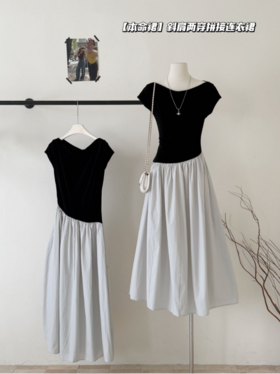 🌸高级感这条裙子yyds~~🖤一字肩出街太美👗 【岚可可】斜肩两穿拼接连衣裙，甜欲狙击手~😍少女心直接被俘获！🤭 ✅可斜肩可一字肩穿！