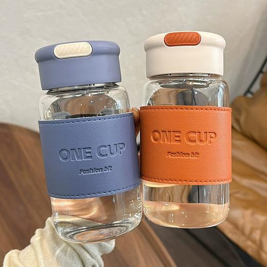 【敲高颜值】简约茶水分离玻璃杯高颜值手提杯子带茶隔随手杯情侣水杯办公水杯。ry 商品图0