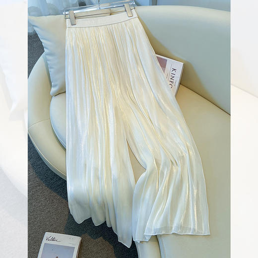 丁摩 紫色琉璃裤阔腿裤女夏季八分裤夏日轻薄甩裤超好看九分裙裤子5ZF-2208 商品图5